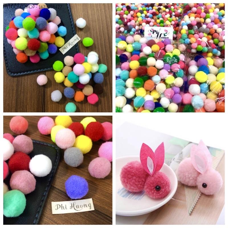 Hạt bông pompom đủ màu nhiều kích cỡ trang trí handmade