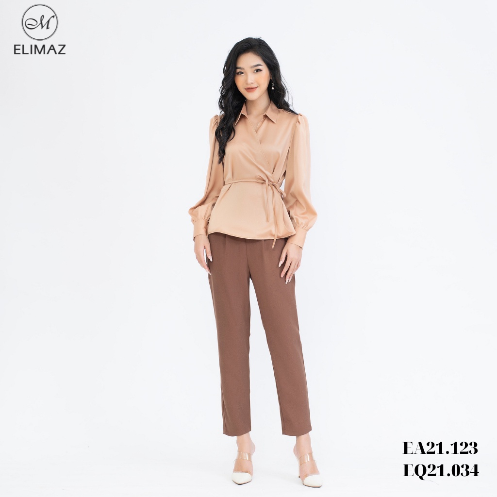 Áo sơ mi nữ công sở Elimaz lụa đắp chéo cổ đức EA21.123
