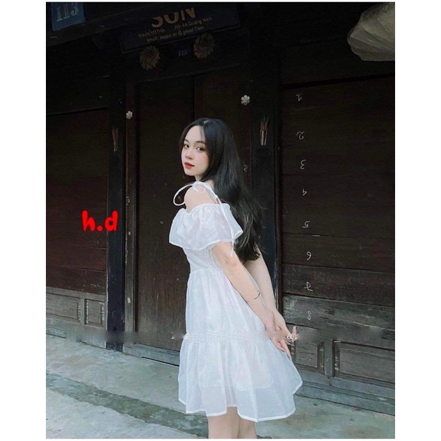 Váy babydoll hoa nhí tay ngắn, đầm babydoll bánh bèo tiểu thư kiểu dáng  maxi hot trend Sang Choảnh - Váy Fashion