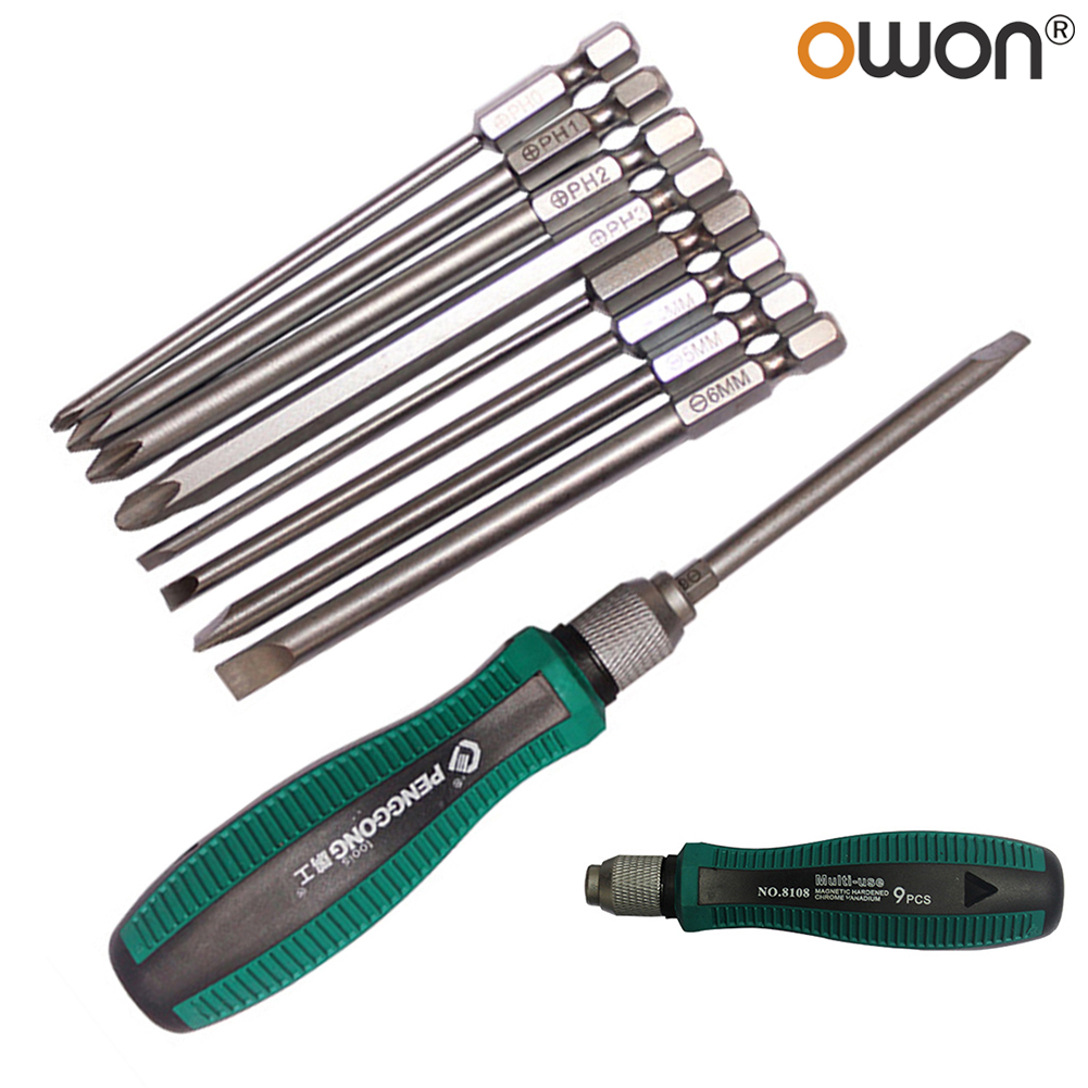 Farfi 9Pcs PengGong Multifunction Hex Shank Slotted Cross Screwdriver Bits Repair Tool