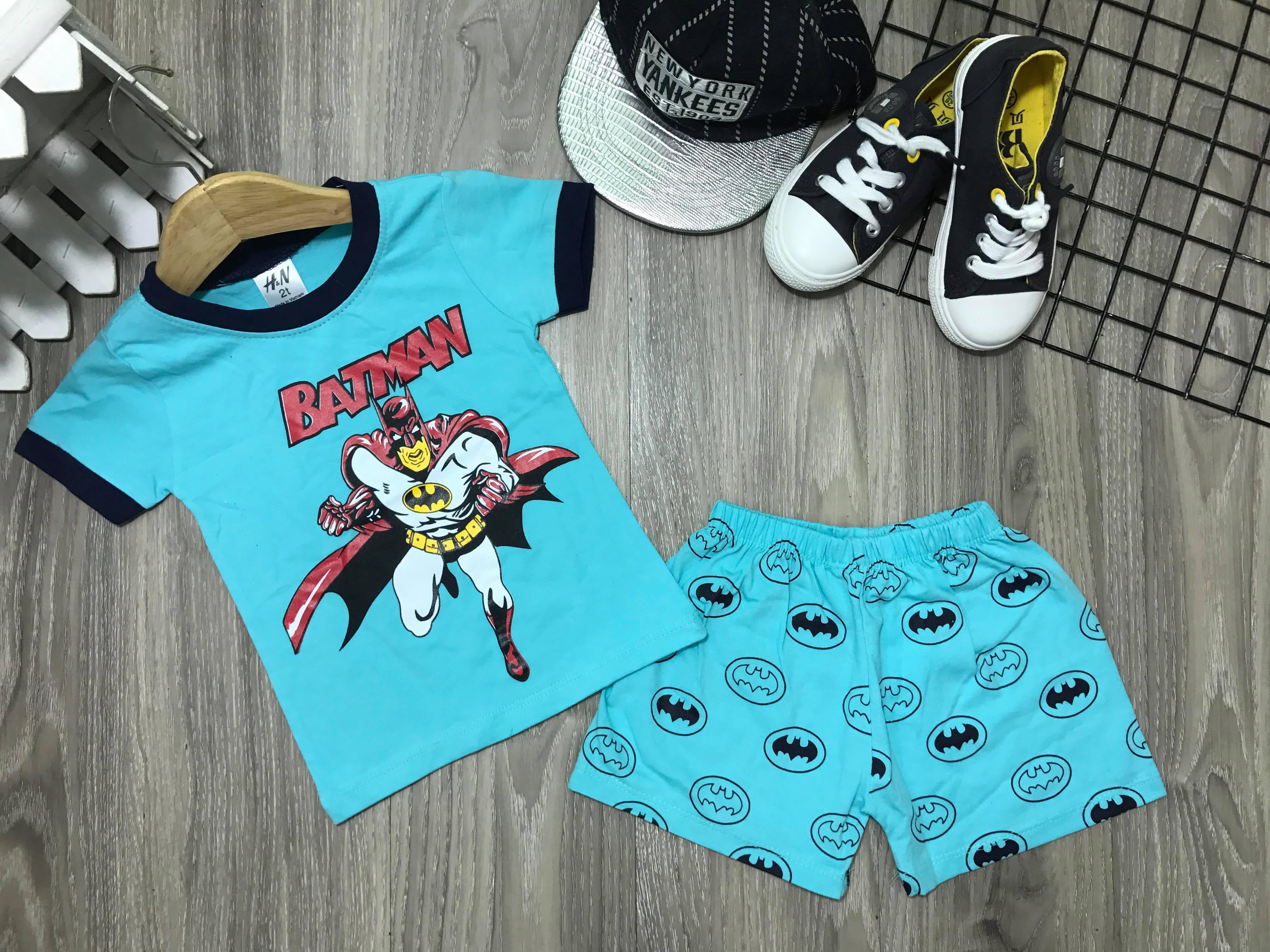 Bộ coton 4c in tràn hình - set 3 bộ bé trai size 1-7