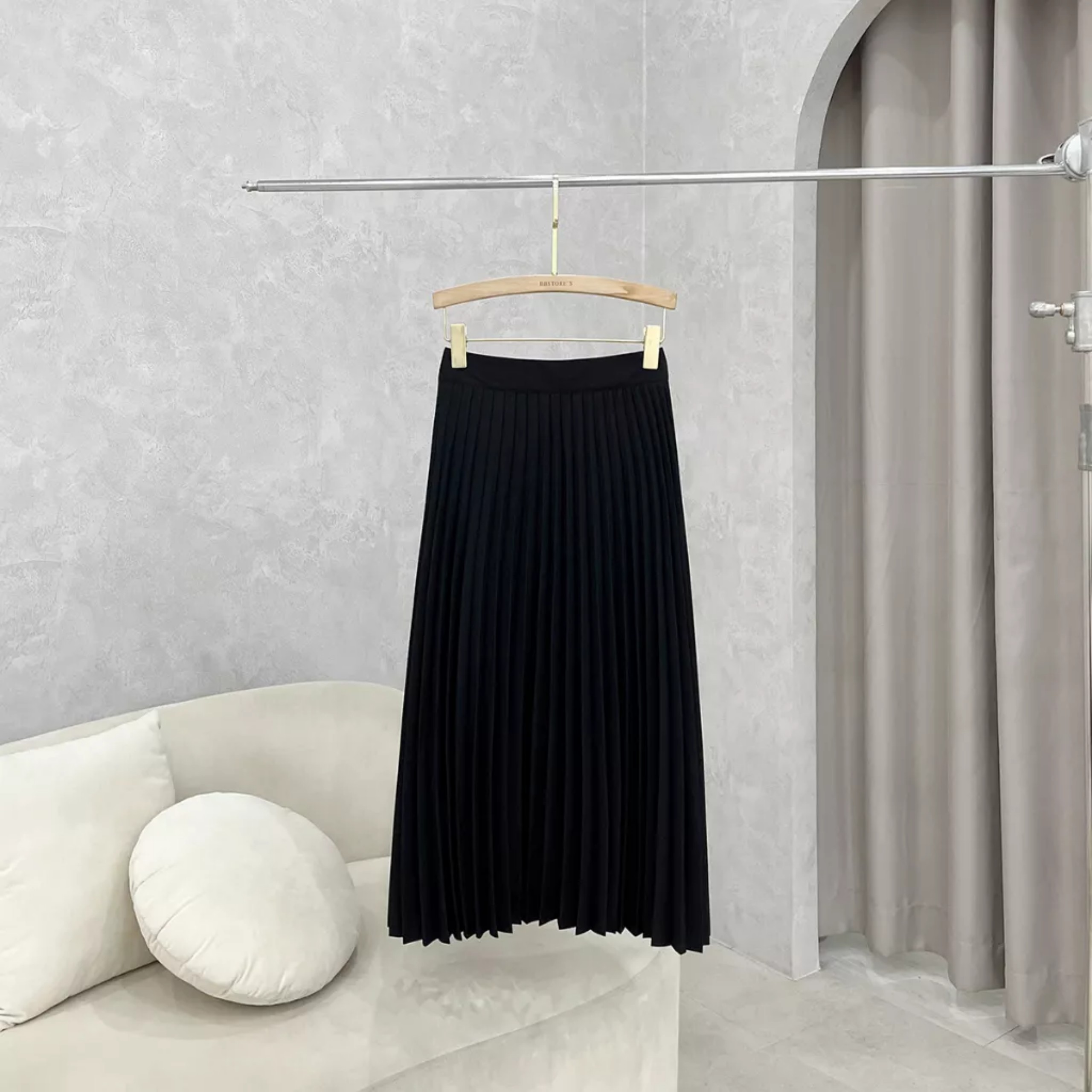 ( Kèm quà tặng ) Chân Váy Quạt Dập Ly Midi Vintage
