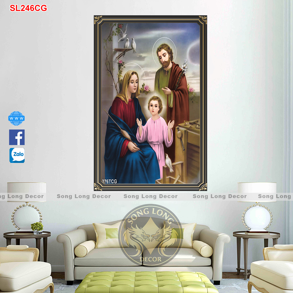 Tranh dán tường 3D Gia đình thánh gia -SL276CG- Tranh 3D công giáo Song Long Decor