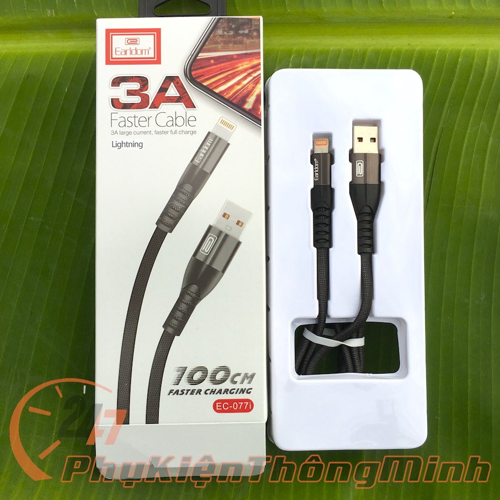 Cáp Sạc Nhanh 3A Bọc Dù Earldom EC-077 Iphone/ Sam Sung/ Type C