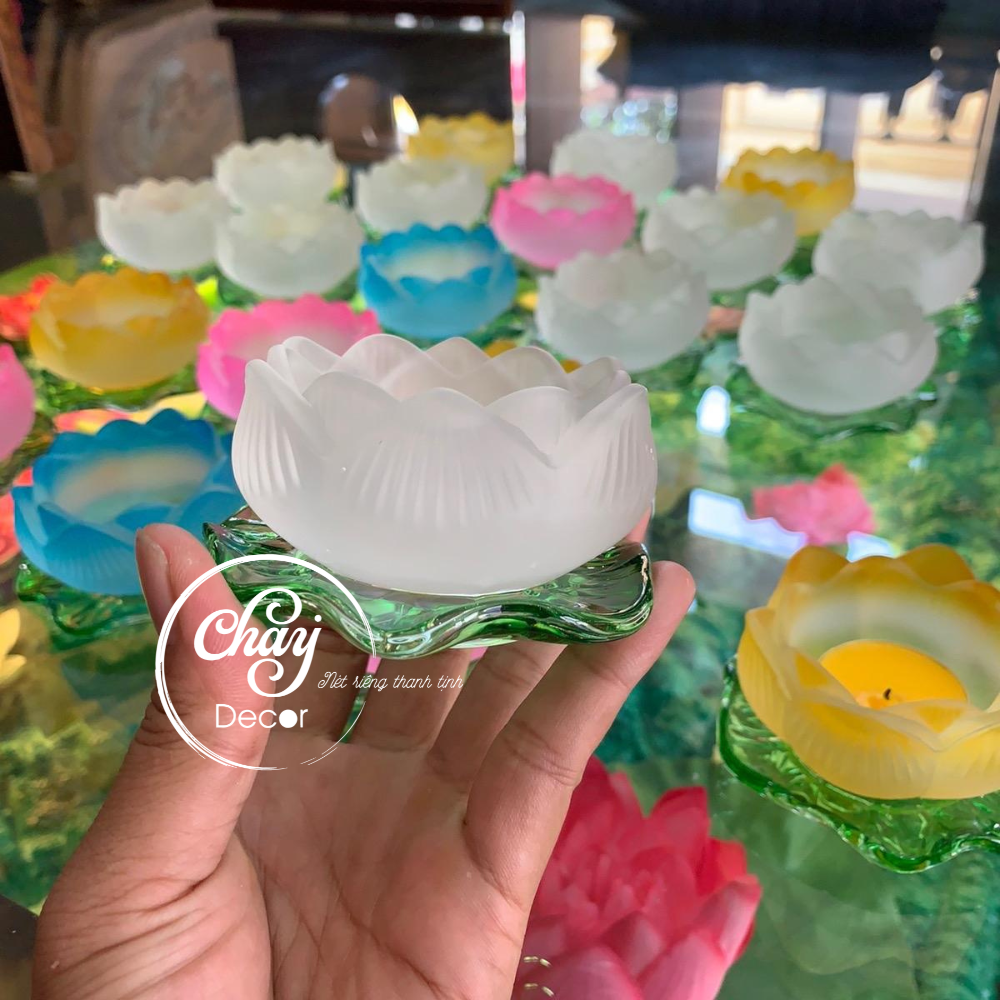 Đế Nến Hoa Sen Lưu Ly Tràng Trí - Chay Decor