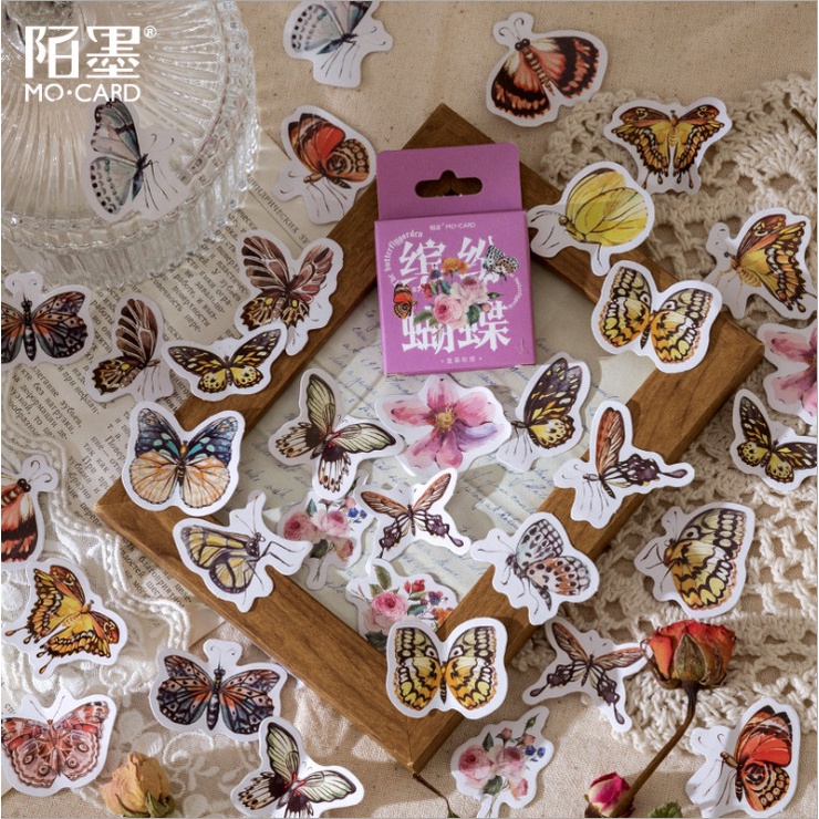 Hộp 45 miếng dán, Sticker trang trí thiệp, sổ, đồ dùng cá nhân chủ đề CÂY VÀ HOA độc lạ MIM SCAYVAHOA