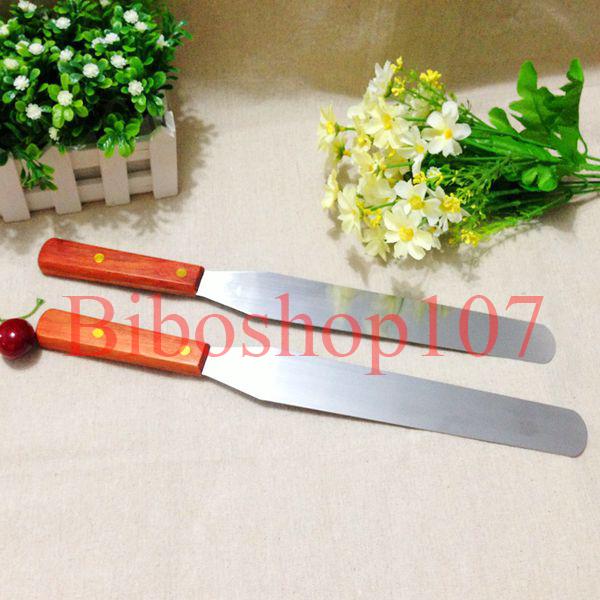 Dao chà láng thẳng / trét kem bánh gato cán gỗ cao cấp 25cm