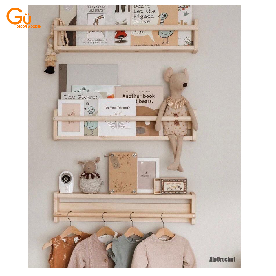 Kệ Sách Treo Tường - Gía Gỗ Trang Trí Decor Nhỏ - Phong Cách Vintage