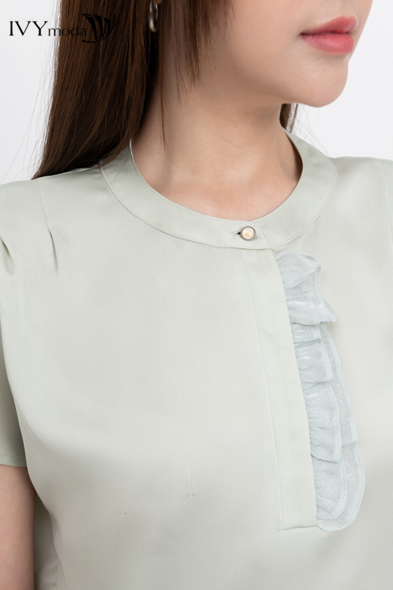 Áo lụa cổ tàu trụ IVY moda MS 16M8301