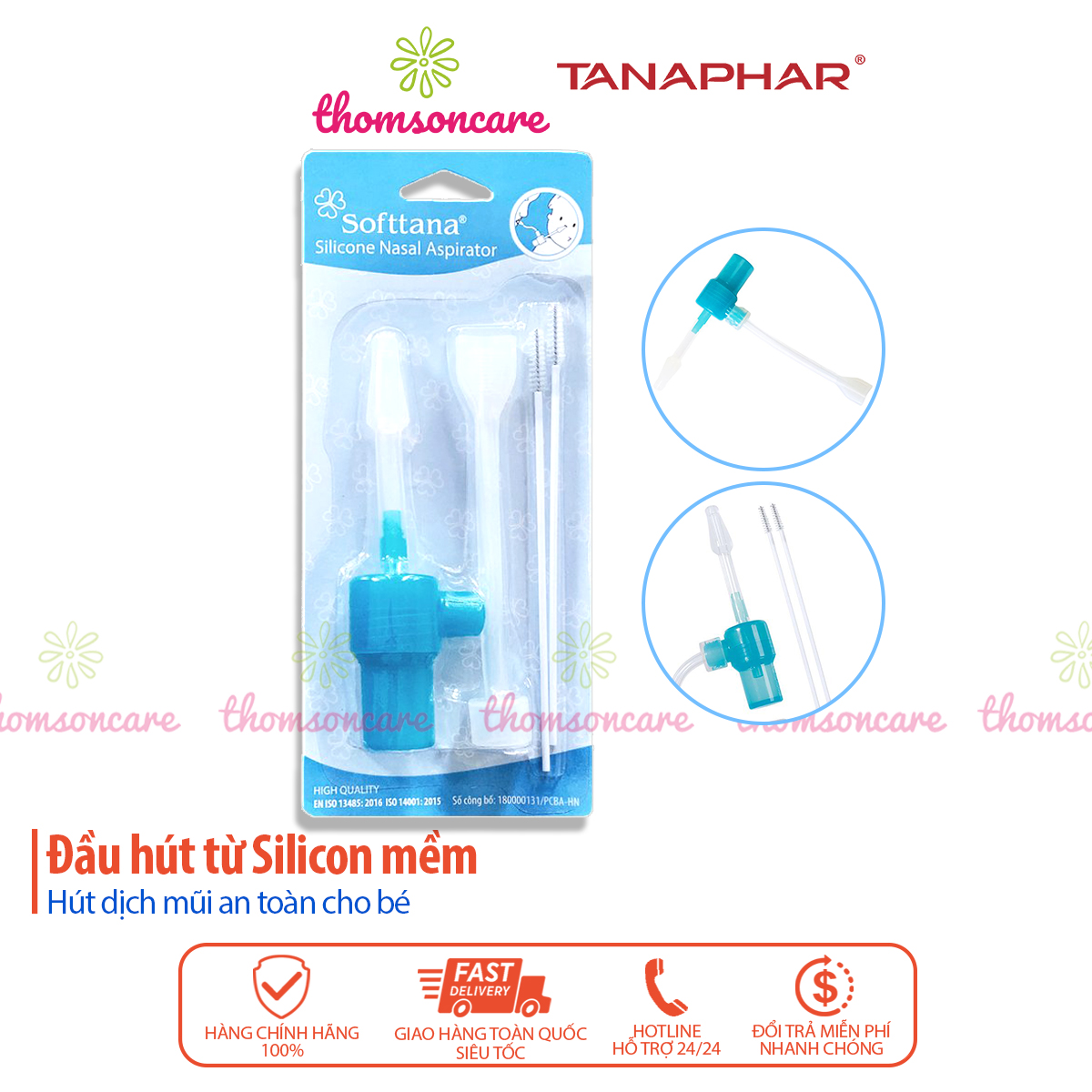 Hút mũi Softtana - đầu hút mũi từ Silicon an toàn cho bé, vệ sinh giảm ngạt mũi cho trẻ Soft Tana của Tanaphar .