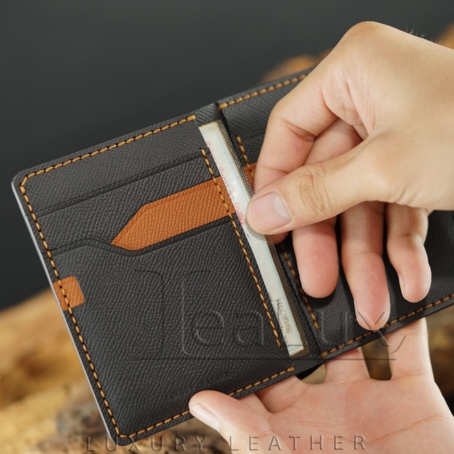 Ví Da Epsom Dáng Đứng Handmade LEALUX Epsom Wallet 3