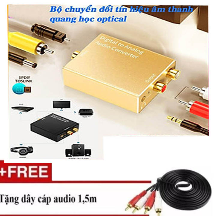 Bộ chuyển âm thanh ngõ ra TV 4K optical to audio AV ra amply + cáp optical