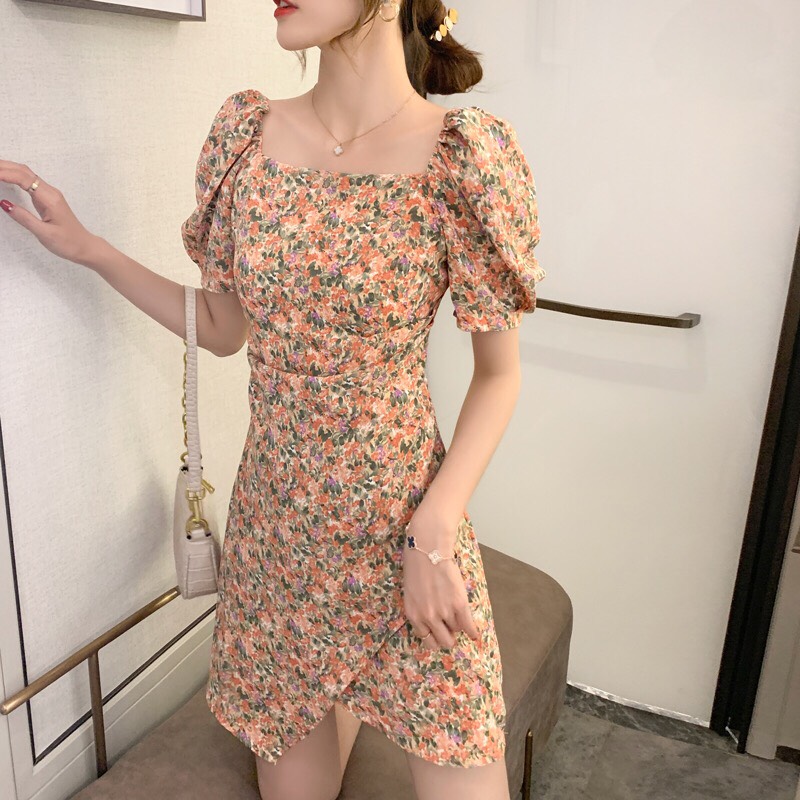 Đầm Lụa Hoa Nhí Vạc Chéo Mặc Được Hai Kiểu Tiểu Thư TTSA0559