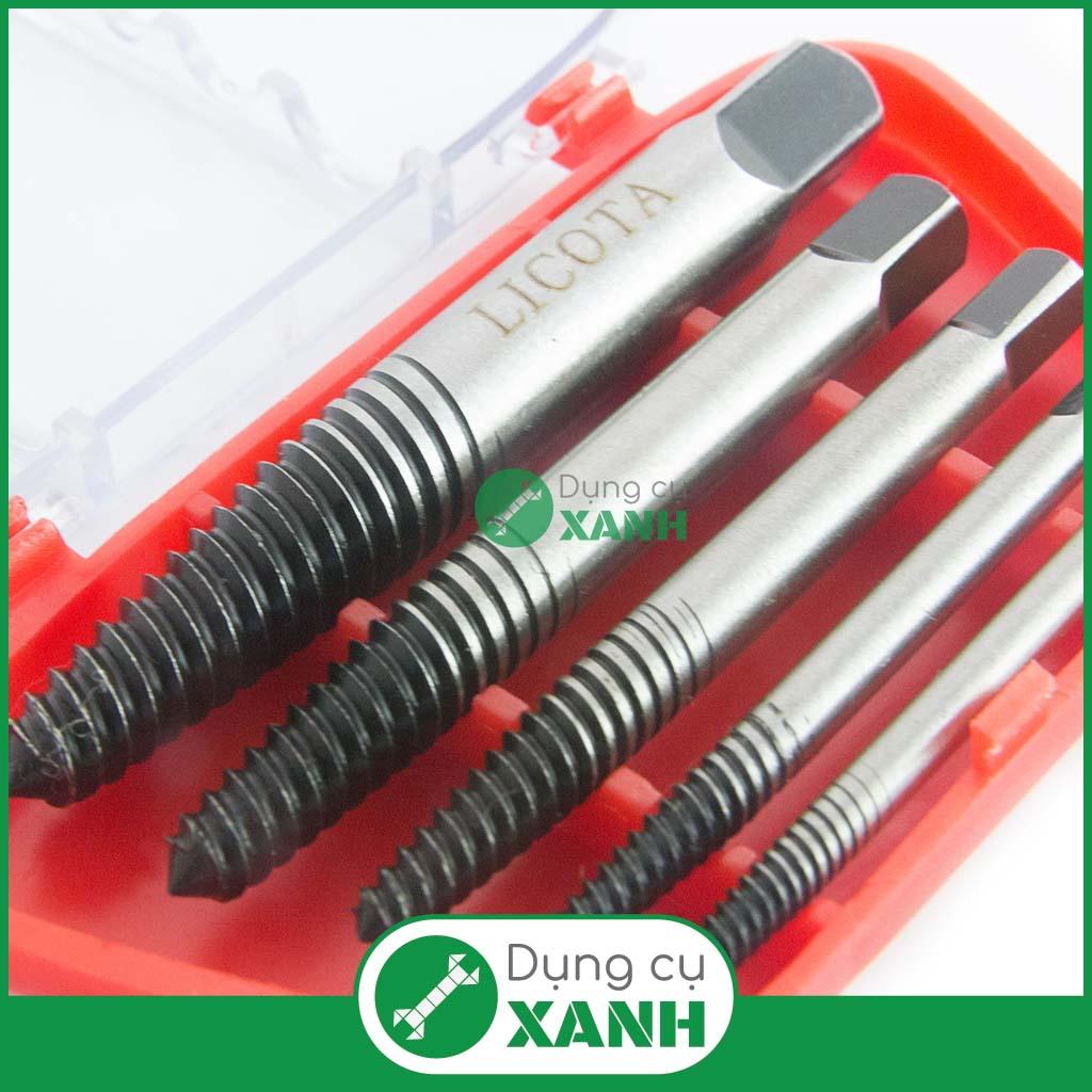 Bộ 5 mũi vít mở bu lông ốc vít gãy licota 3-18mm thép cr-v