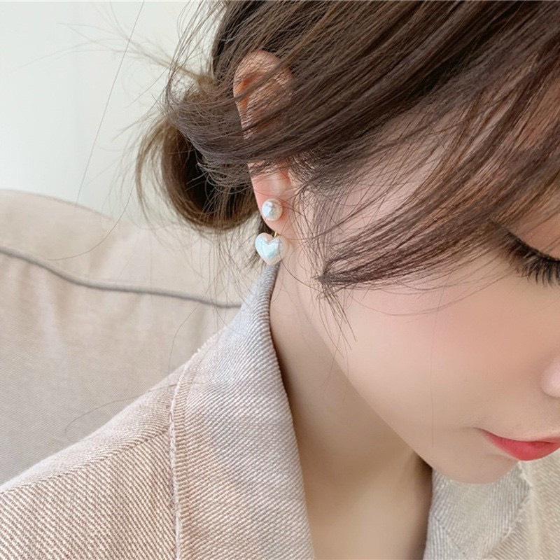 Bông tai nữ hạt cườm trái tim REI111