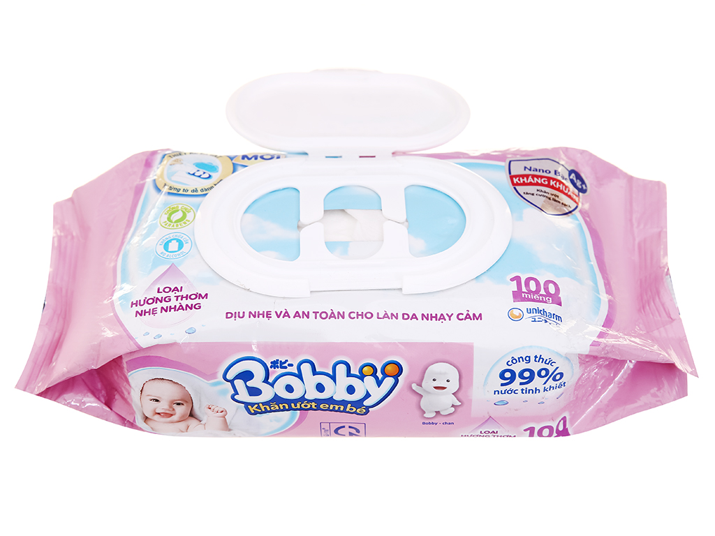 KHĂN GIẤY ƯỚT EM BÉ BOBBY 100 TỜ