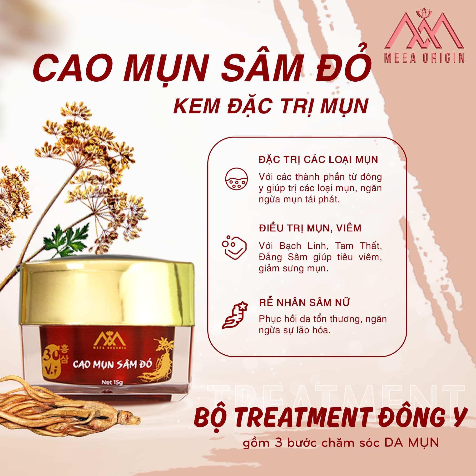 Cao mụn sâm đỏ 15gr Meea chính hãng - hộp lớn