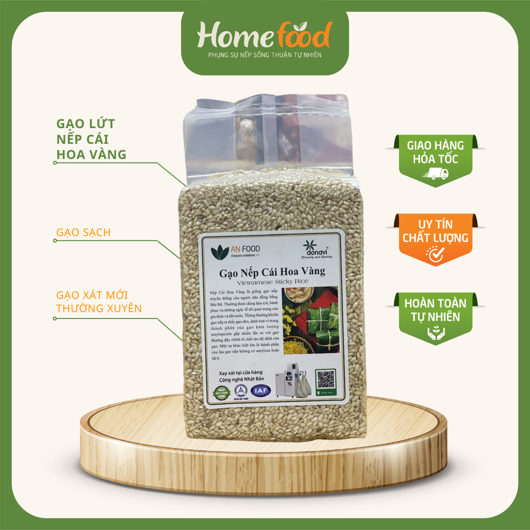 Gạo nếp cái hoa vàng lứt túi 1.5kg/ Gạo nếp