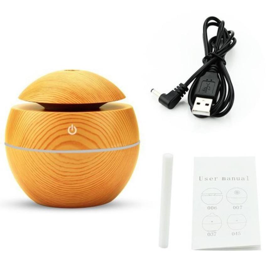Máy Xông Tinh Dầu Ultrasonic mẫu tròn vân gỗ - Máy Khuếch Tán Tinh Dầu diệt khuẩn - Máy Phun Sương – Máy Tạo Độ Ẩm