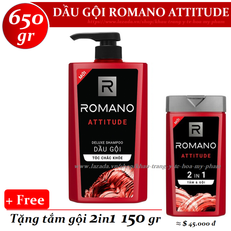 Romano - Dầu gội hương nước hoa Attitude 650 gr + Tặng tắm gội toàn thân 2in1 150 gr