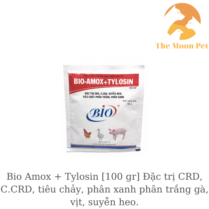 Bio Amox Tylosin [100 gr] Đặc t.rị CRD, C.CRD, tiêu chảy, phân xanh phân trắng gà đá, gà, vịt, suyễn heo.