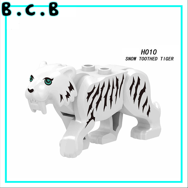 H010- Đồ chơi lắp ráp minifigure nhân vật mini động vật rừng xanh hồ trắng - snow toothed tiger
