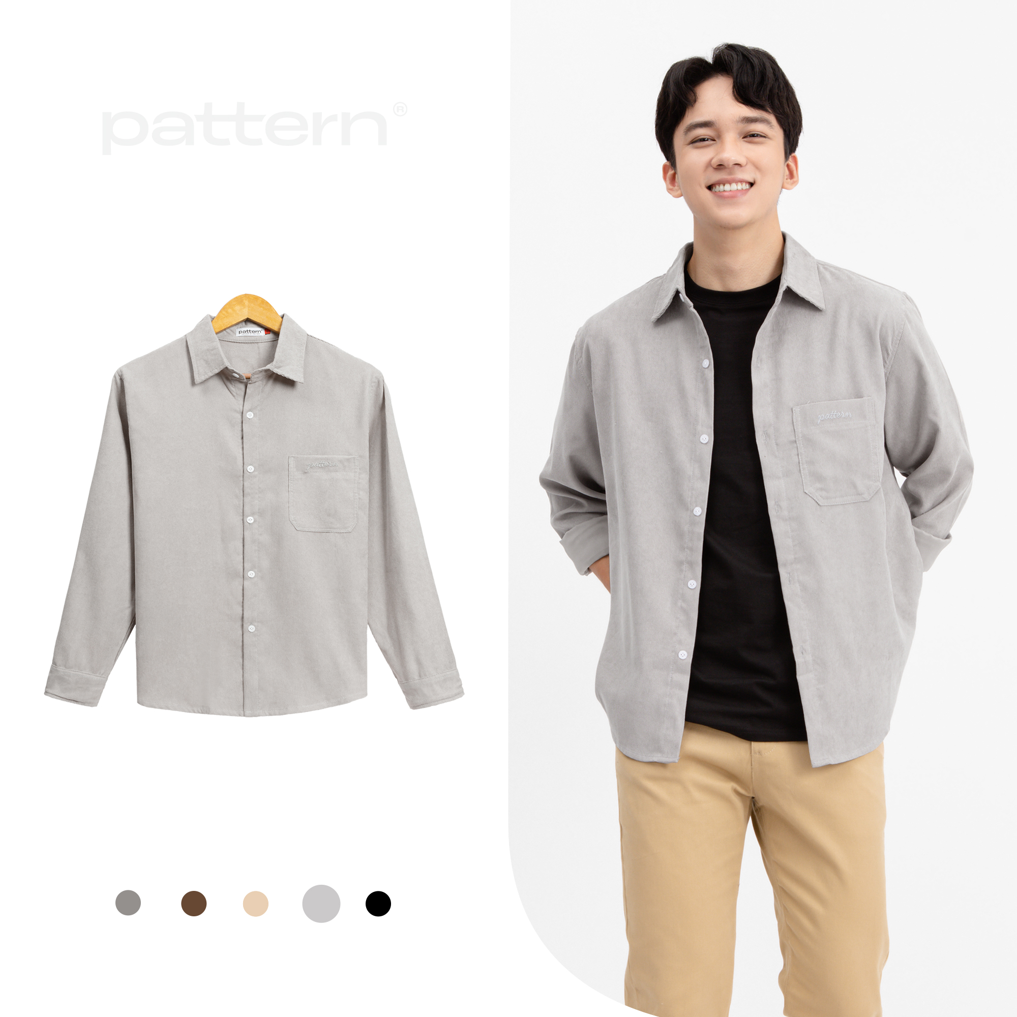 Áo sơ mi nhung tăm thêu PATTERN PA016