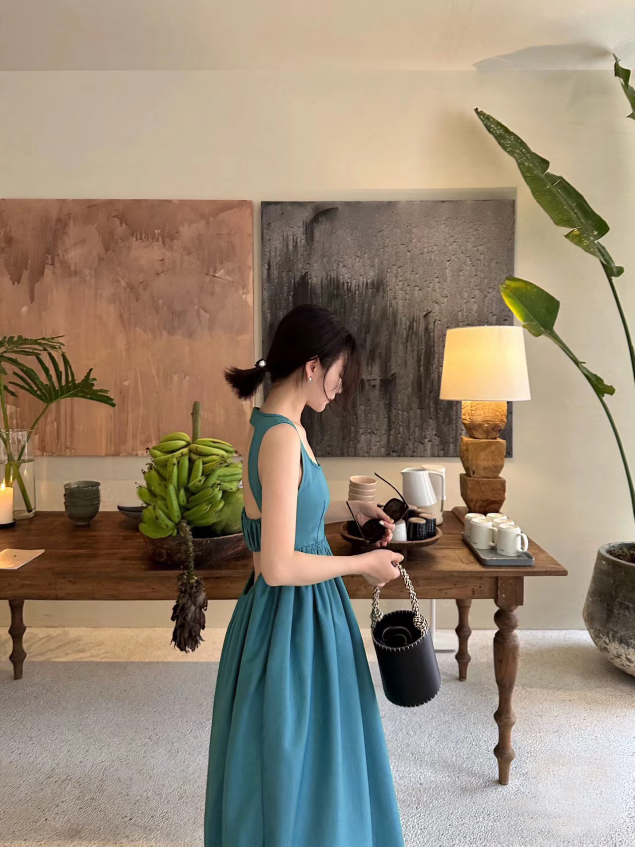 Đầm Maxi hở lưng có lưng chun phía sau