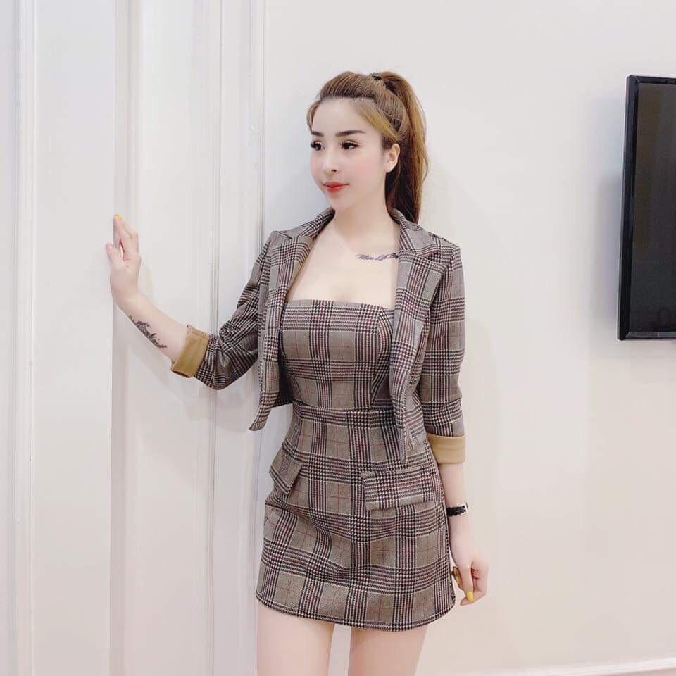 Đầm+vest dạng body kèm khoác -QH