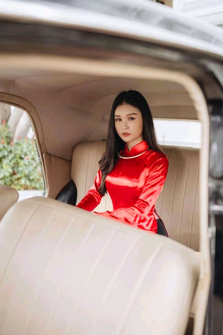 Áo dài truyền thống trơn lụa phi bóng phước thịnh đỏ kèm quần, áo dài truyền thống may sẵn - có may đo