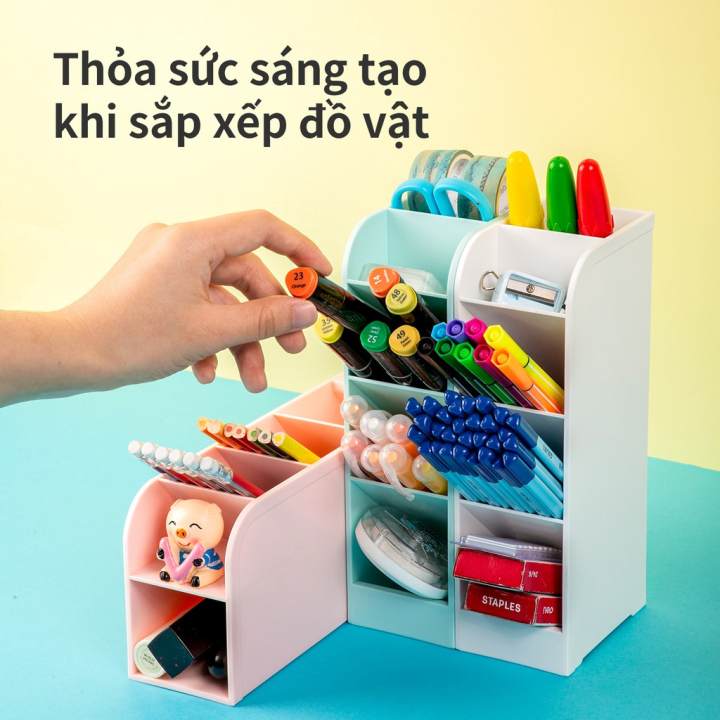 Kệ ống đựng bút, mỹ phẩm, đồ dùng văn phòng 5 ngăn Deli - Trang trí, sắp xếp đồ dùng gọn gàng - 8932/ 8933 - Hình ảnh 9