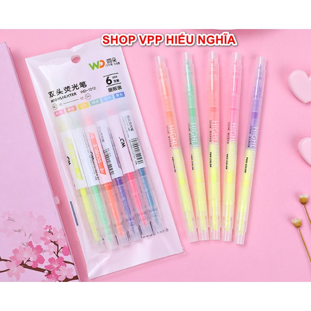 Set 06 Bút đánh dấu 2 đầu - bút highlight - 2 màu