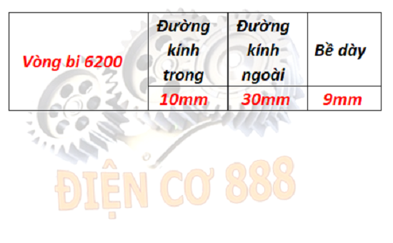 Vòng bi 6200 10x30x9 (BEARING 6200)