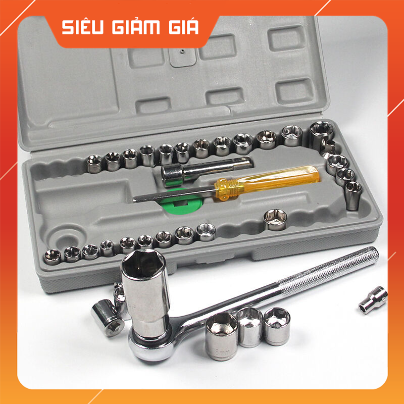 [ GIÁ SỐC ] Bộ dụng cụ sửa chữa ô tô và xe máy 40 món- Bộ dụng cụ sửa chữa ôtô và xe máy 40 món/ Bộ dụng cụ mở bu lông ốc vít,Tip van da nang,Bộ khẩu 40 chi tiết cao cấp, siết mở ốc, bộ vặn ốc đa năng