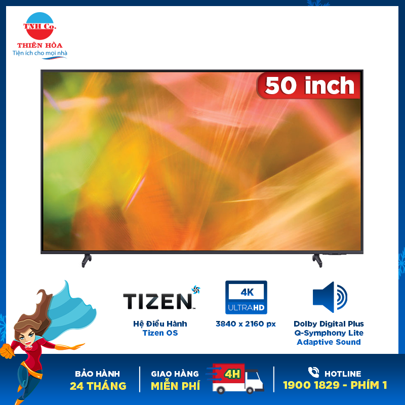 Smart tivi Samsung Crystal UHD 4K 50 inch UA50AU7000KXXV chính hãng