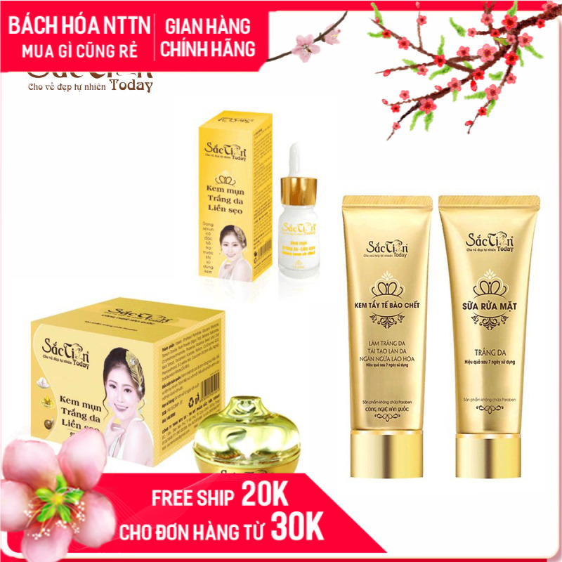 Bộ ngăn ngừa mụn cho nam, nữ trắng da liền sẹo Sắc Tiên Today ( 4 món ) se khít lỗ chân lông công nghệ Hàn Quốc