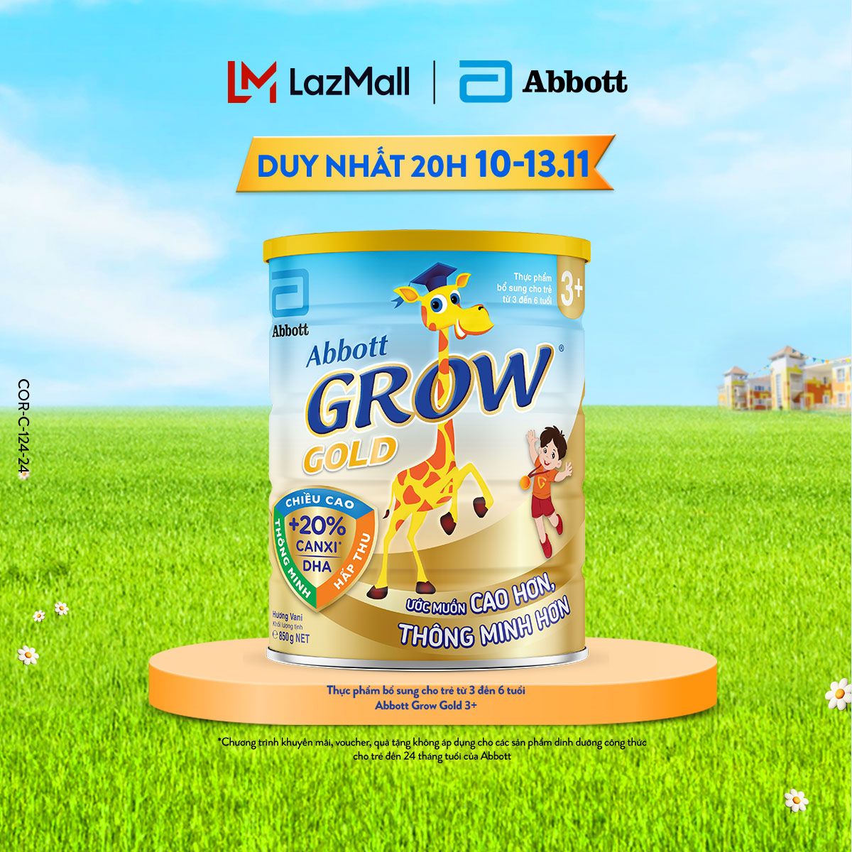 Lon sữa bột Abbott Grow 3+ 900g