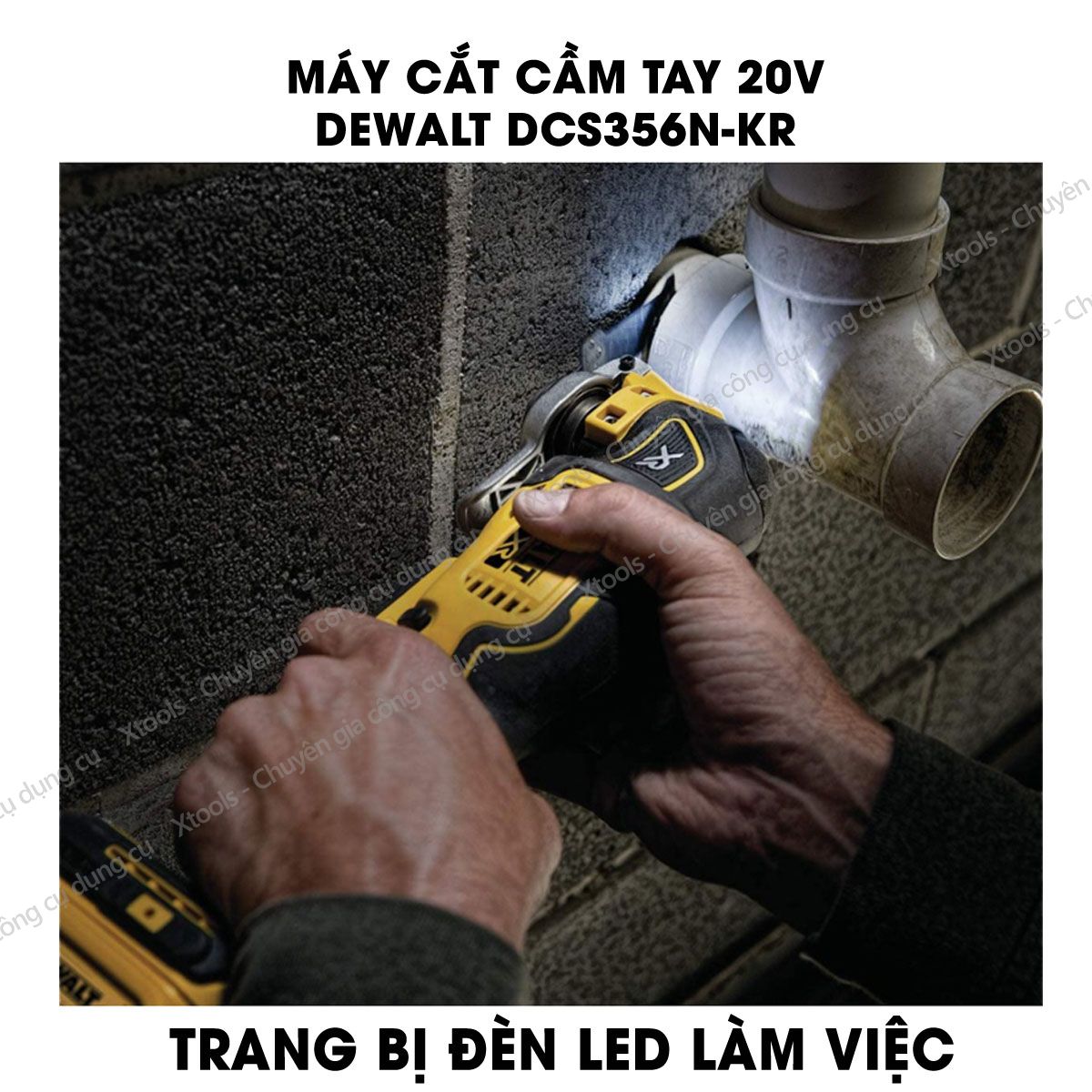 Detek 20V handheld oscillating cutter with blade accessory kit. Detek cutting machine, equipped with LED work light, rubber material