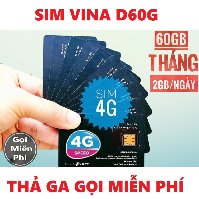( SIM RẺ ) SIM 4G VINA Dùng Làm Sim Phụ , Gọi Sale và Đăng Kí Các Gói Cước Mạng  VD90 , BIG120 , D169G FREESHIP - CHƯA KÍCH HOẠT