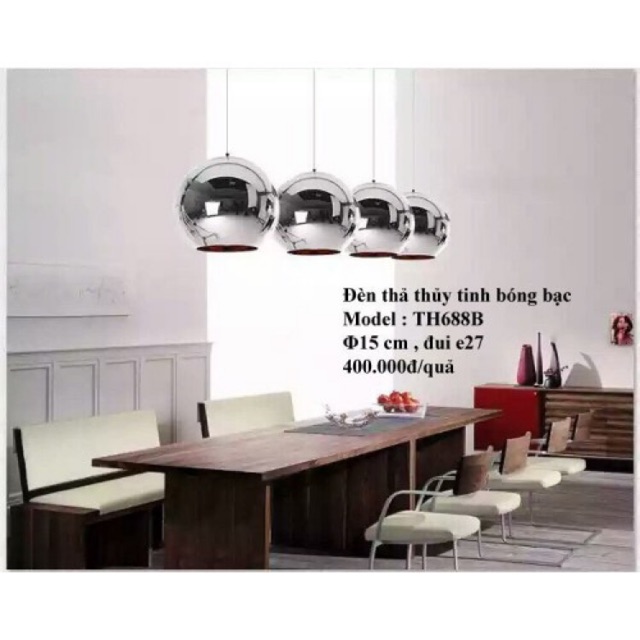 đèn thả trang trí quả cầu thuỷ tinh phi 200