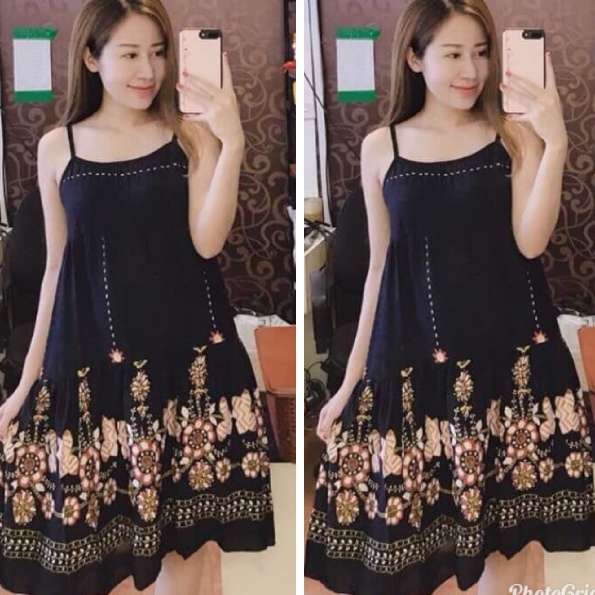 Váy lanh bầu mặc nhà chất mát-đầm bầu 2 giây