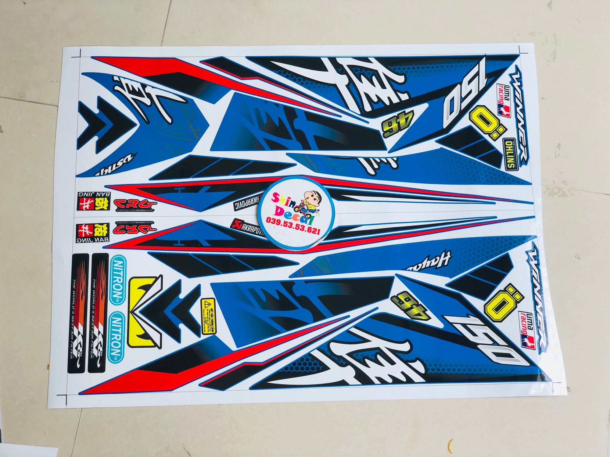 Tem rời winner hayabusa xanh đen trắng