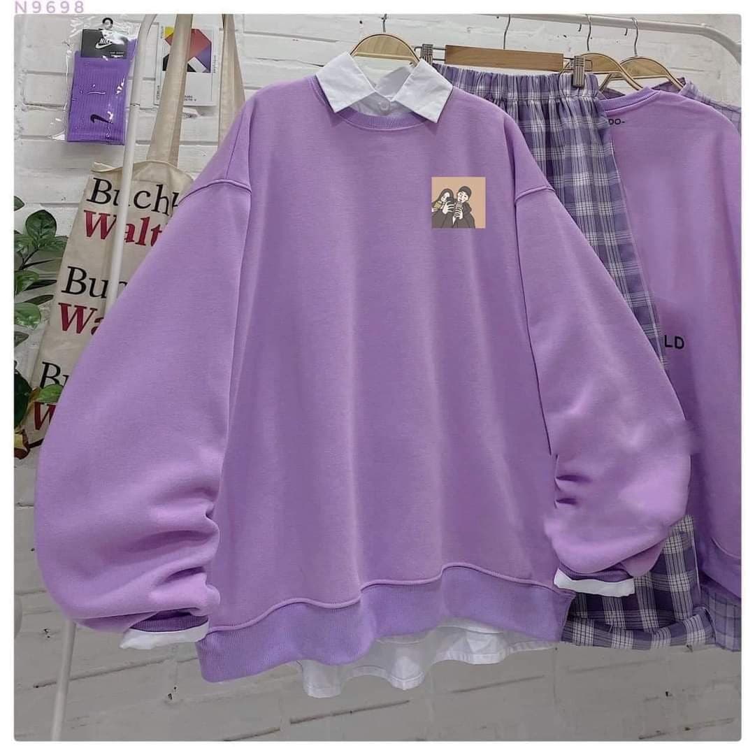 [ FREE SHIP ] Áo sweater nỉ đôi bạn than (trong luong tu 36kg tro len )