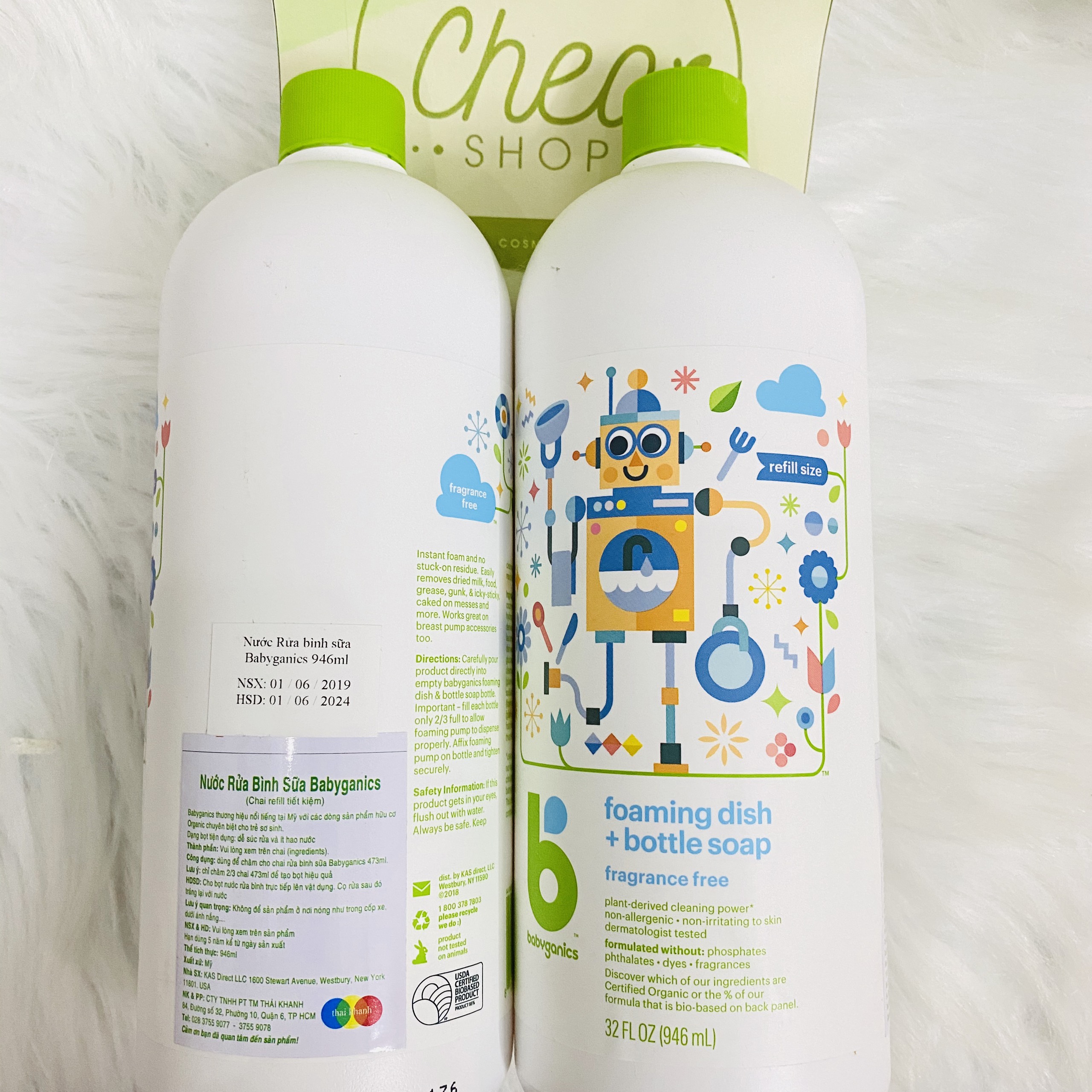 Nước rửa bình sữa Babyganics 946ml refil