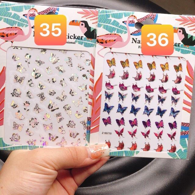 Sticker hoa bướm dán móng 21 đến 40