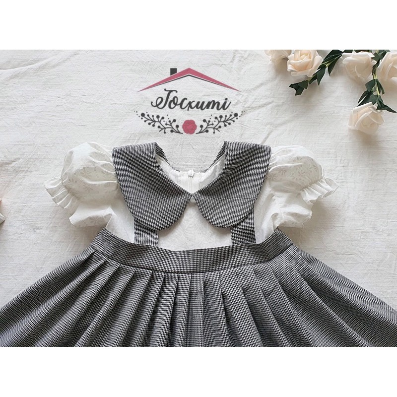 [XỊN SÒ] VÁY CARO ĐEN BÈO TRẮNG - Tocxumi House