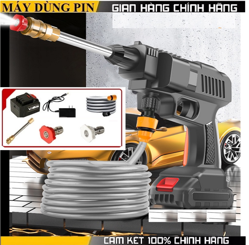{ HÀNG JAPAN } Máy Rửa Xe dùng pin mini công xuất lớn,Máy Rửa Xe Chạy Pin 199v pin 10 CELL Dùng Cho Gia Đình Và Chuẩn Gara,Súng Rửa Ôtô Xe Máy Cao Cấp Súng Xịt Tạo Bọt Tuyết,máy tưới cây, tiện dụng