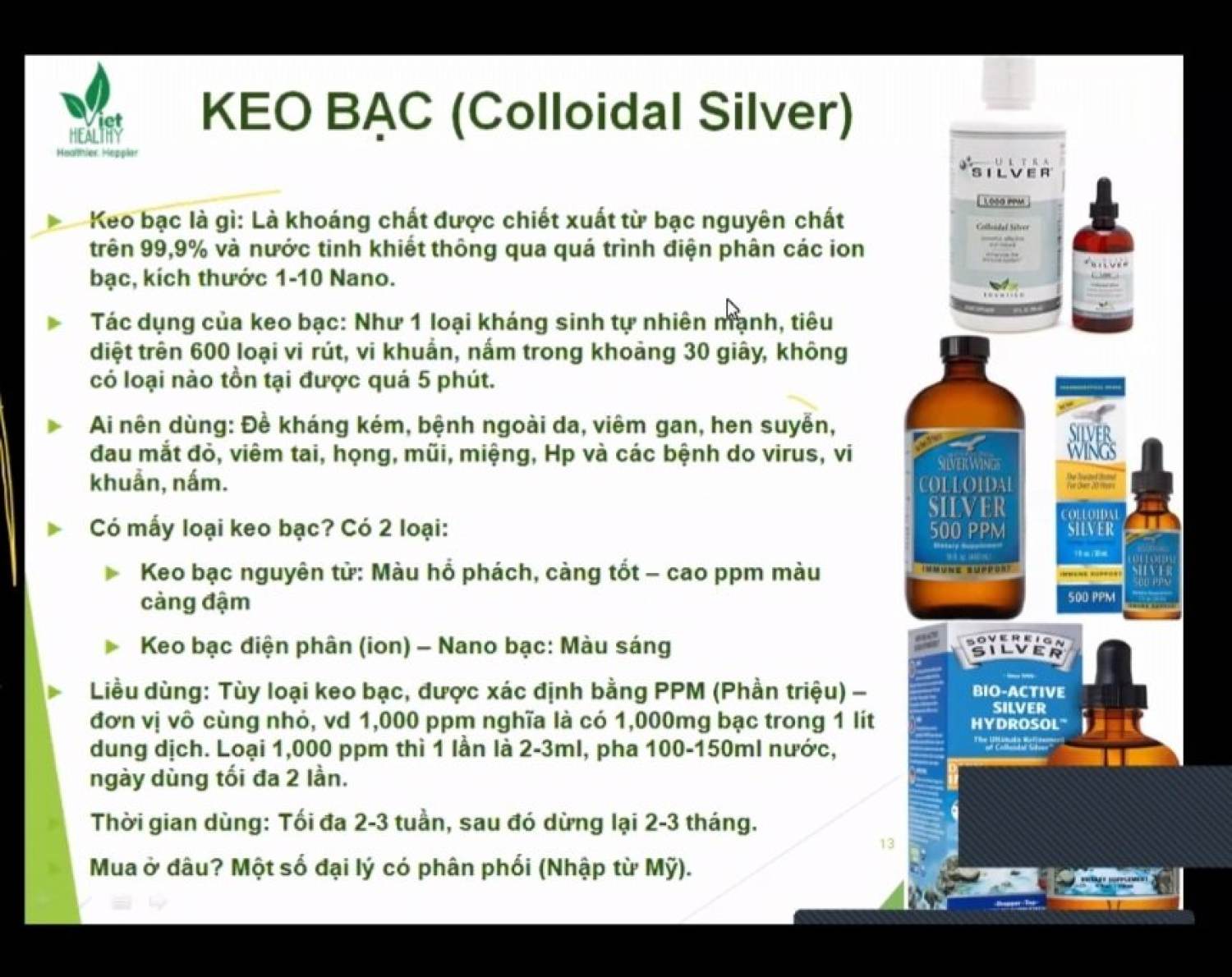 Keo bạc Silver. 1000ppm. Nhập khẩu Mỹ. Lọ chiết 95ml