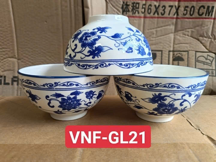 combo 10 chén sứ, 5 chén cơm hoa GL168, chén cơm sứ trắng 11cm