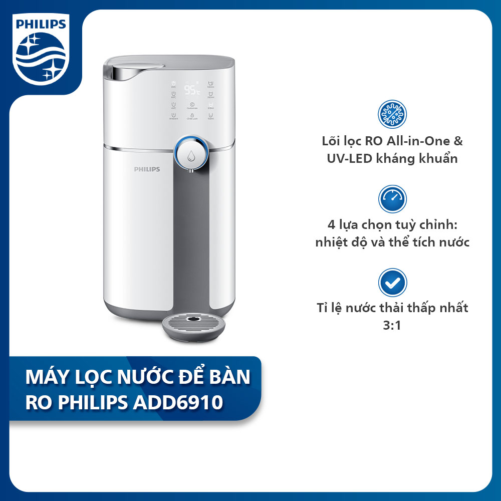 [Trả góp 0%] - [HÀNG CHÍNH HÃNG] Máy Lọc Nước Để Bàn RO Philips ADD6910
